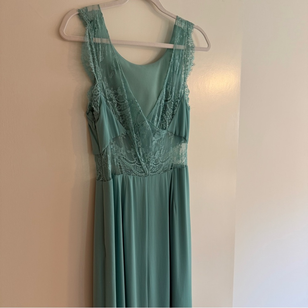 Bcbgmaxazria Karey Aqua Gown With Lace Details View 6